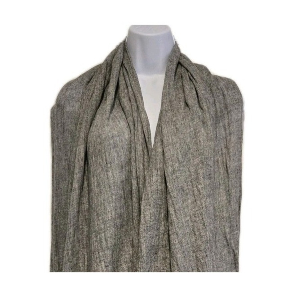 100% Cashmere Scarf Shawl Made in Nepal Gray Woven Long Rectangular 27' X 78" - Picture 2 of 8